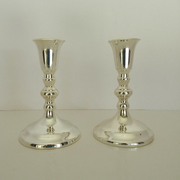 New and Vintage Pair of Candle Holder from Japan Tarnish Resistant Silver Tone - Picture 3 of 4